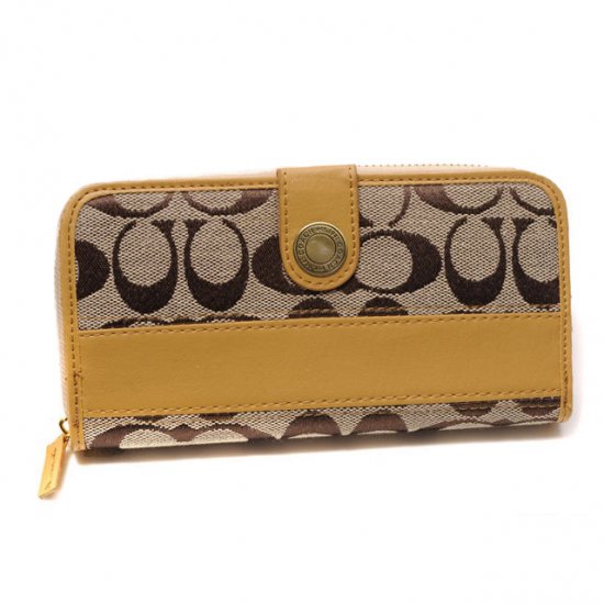 Coach In Signature Large Yellow Wallets CJN | Women